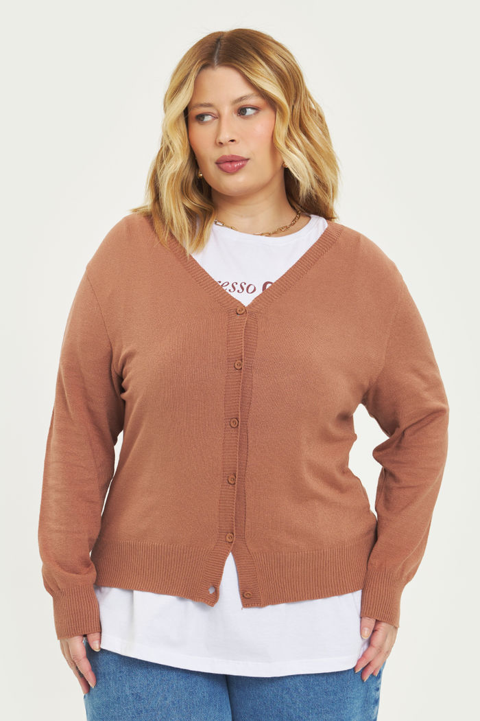 Cardigan Leve Tricô Bella Latte