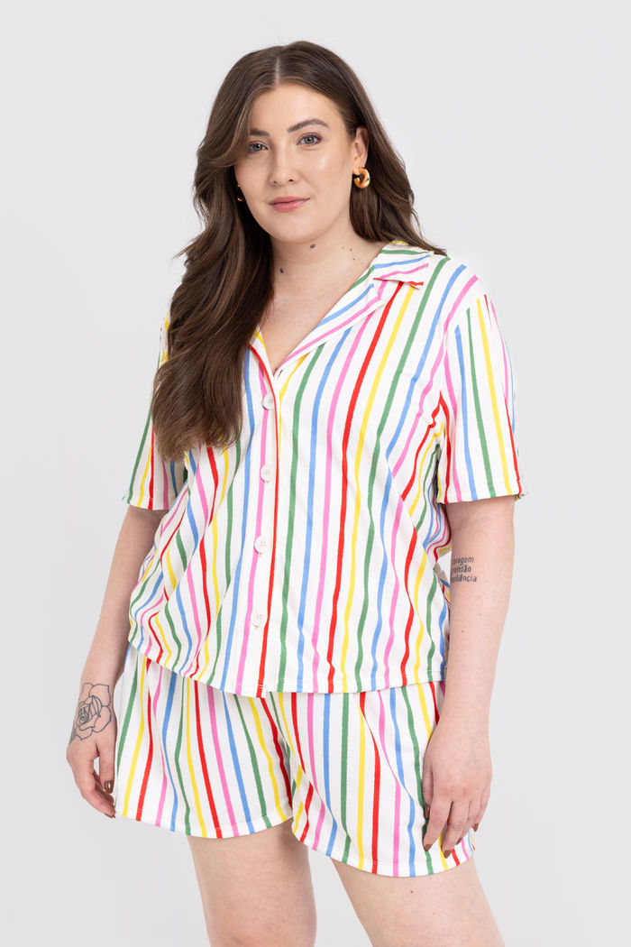 Conjunto Pijama Americano Lari Listrado