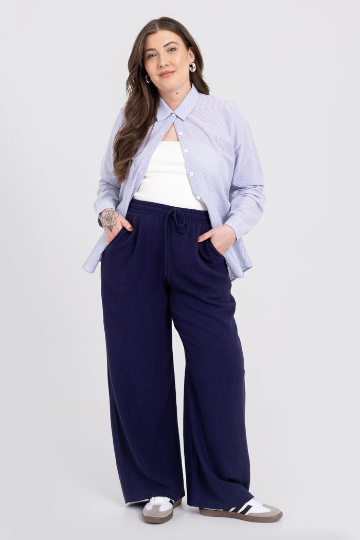 Calça Pantalona De Linho Chloe Marinho