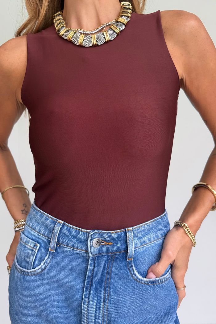 Body Regata em Suplex Premium cor Burgundy