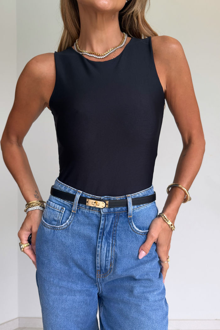 Body Regata em Suplex Premium cor Preta