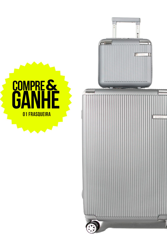 Compre Mala de Viagem Croácia Prata Grande 32kg em ABS e Ganhe Frasqueira