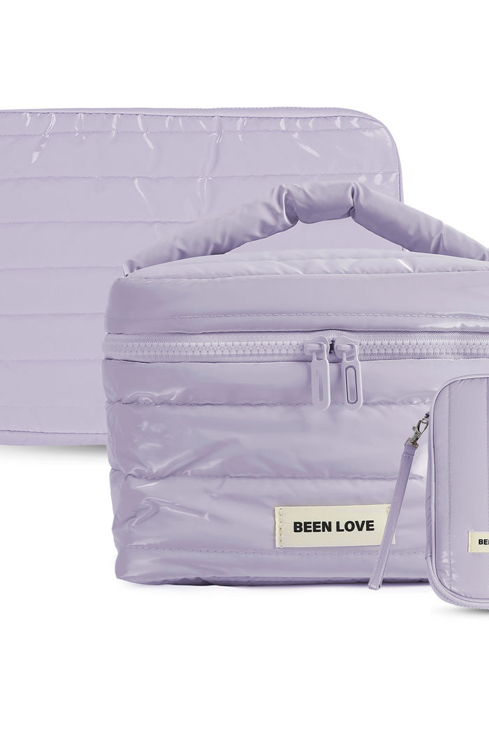 Kit de Acessórios Multifuncional com Necessaire, Porta Passaporte e Porta Notebook 14 Polegadas Puffer Maloa Lilás