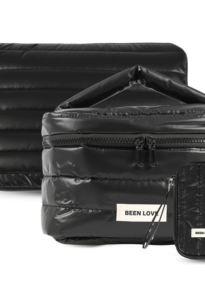 Kit de Acessórios Multifuncional com Necessaire, Porta Passaporte e Porta Notebook 14 Polegadas Puffer Maloa Preto