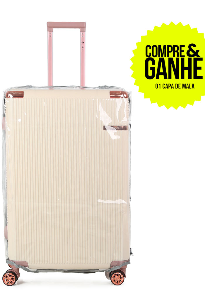 Compre Mala de Viagem Croácia Grande 32kg Bege e Ganhe 1 Capa Transparente