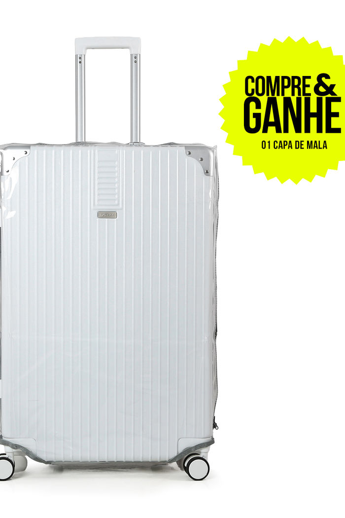 Compre Mala de Viagem Toronto Média 23kg Branco e Ganhe 1 Capa Transparente