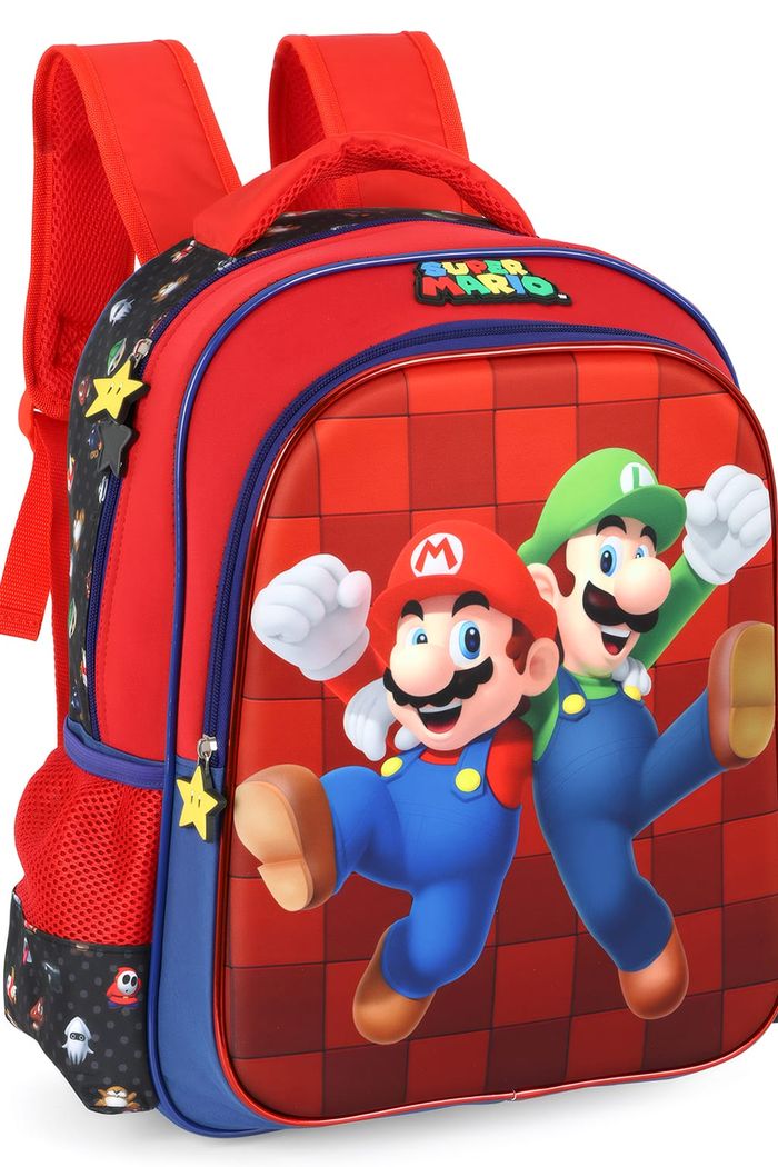 Mochila Escolar Infantil Mario e Luigi