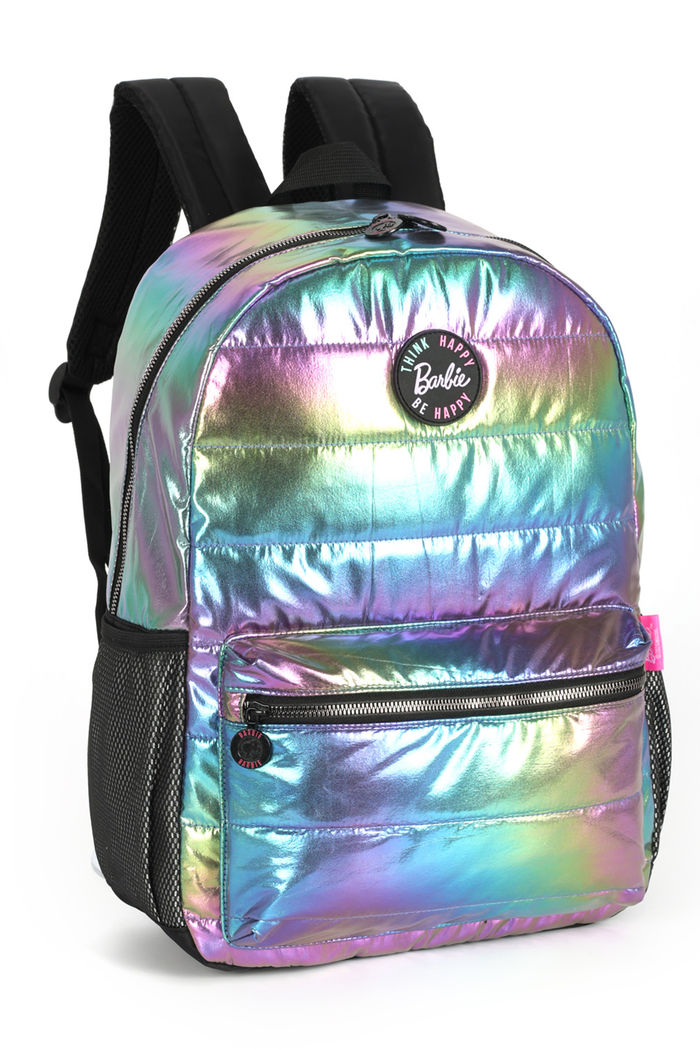 Barbie Mochila Escolar Juvenil Barbie Metalizado Preto