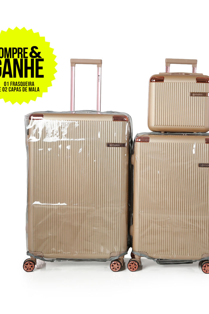 Compre Kit de Malas de Viagem Croacia Fendi Media 23kg e Grande 32kg e Leve Capa de Mala Transparente M e G