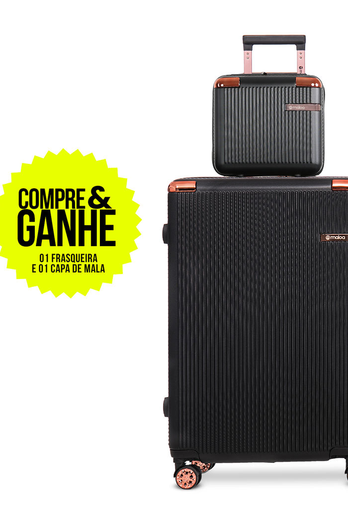 Compre Mala de Viagem Croácia Preta Grande 32kg em ABS e Ganhe Frasqueira