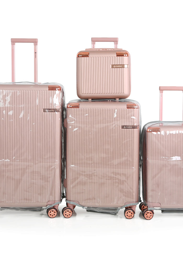 Compre Kit de Malas de Viagem 3 Peças e Frasqueira Croácia Rose e Leve 3 Capas Transparentes Cinza