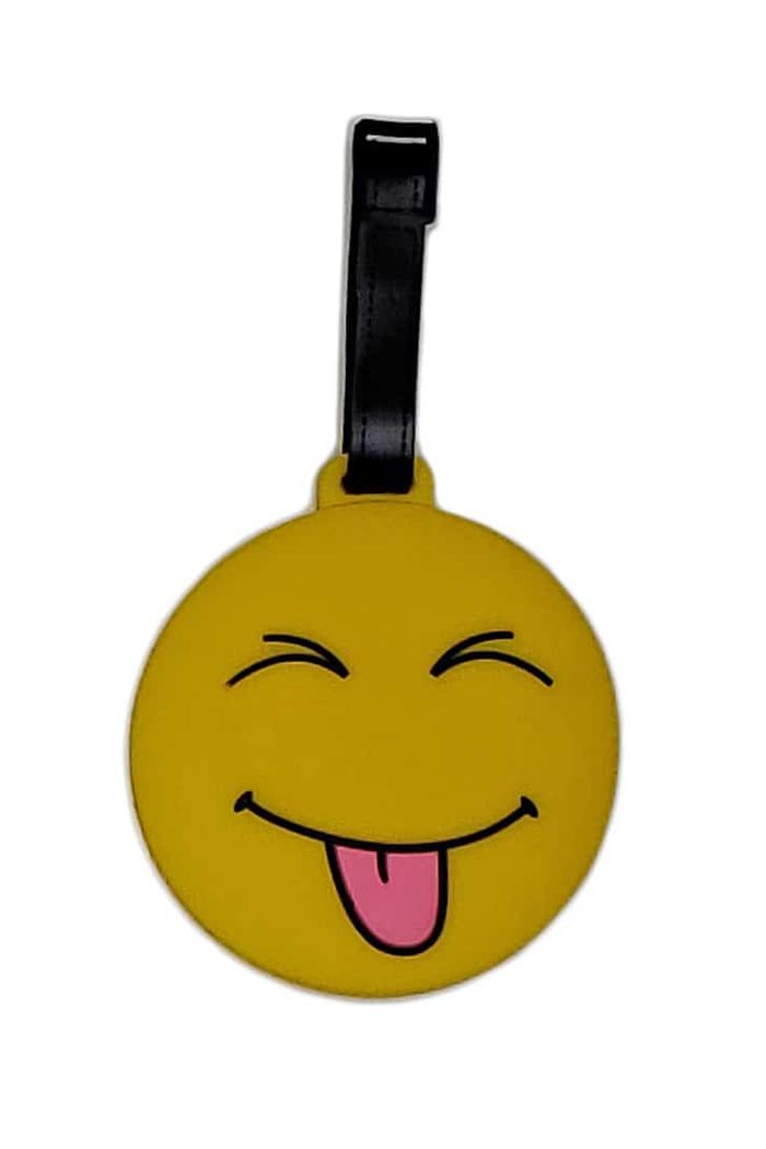 Tag Identificador de Bagagem para Malas de Viagem Smile mostrando Lingua