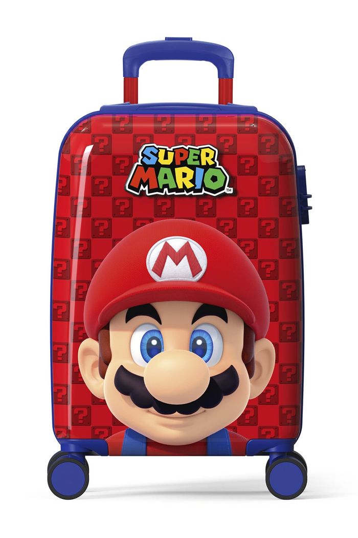 Mala de Viagem Pequena de Bordo Infantil em Policarbonato Mario Azul