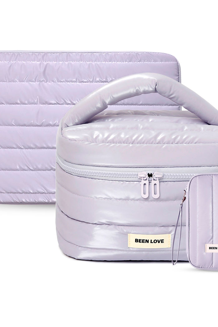 Kit de Acessórios Multifuncional com Necessaire, Porta Passaporte e Porta Notebook 14 Polegadas Puffer Maloa Lilás