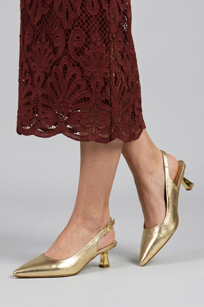 Chanel com Salto Cromado Champagne