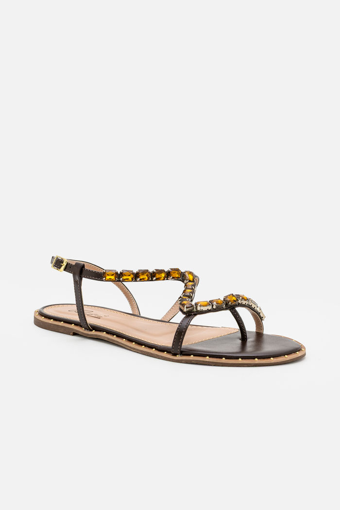 Rasteira com Maxi Pedras Café