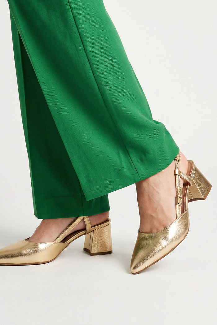 Chanel com Salto Bloco Champagne