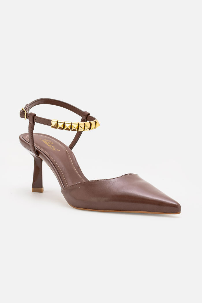 Chanel com Spikes Removíveis e Salto Geométrico Marrom