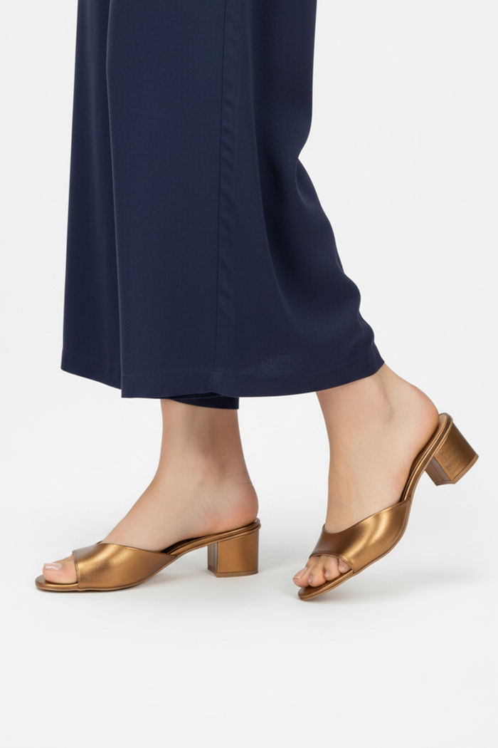 Mule com Tira e Salto Bloco Bronze