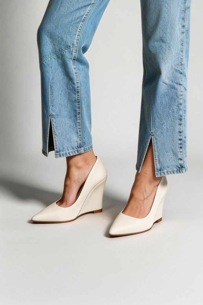 Scarpin com Salto Anabela Bico Fino Moderníssimo Off White