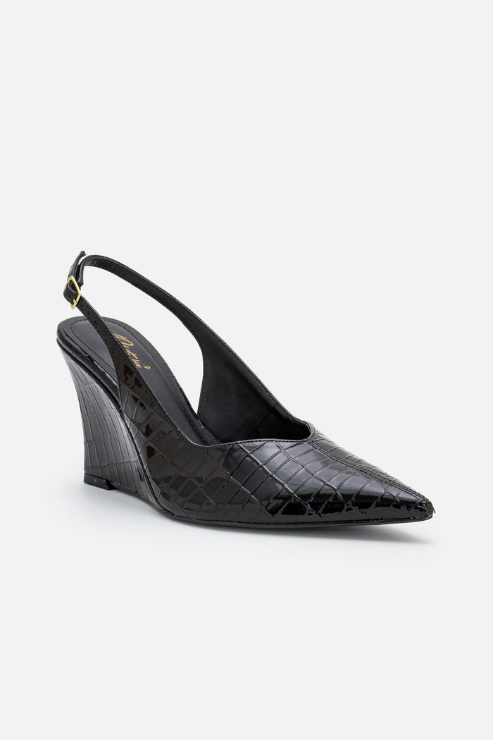 Chanel Croco com Salto Anabela Preto