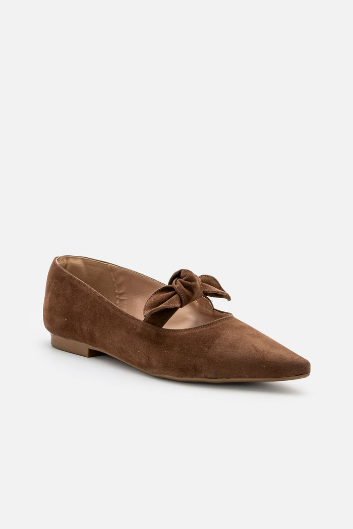 Sapatilha em Camurça com Laço Delicada Tostado