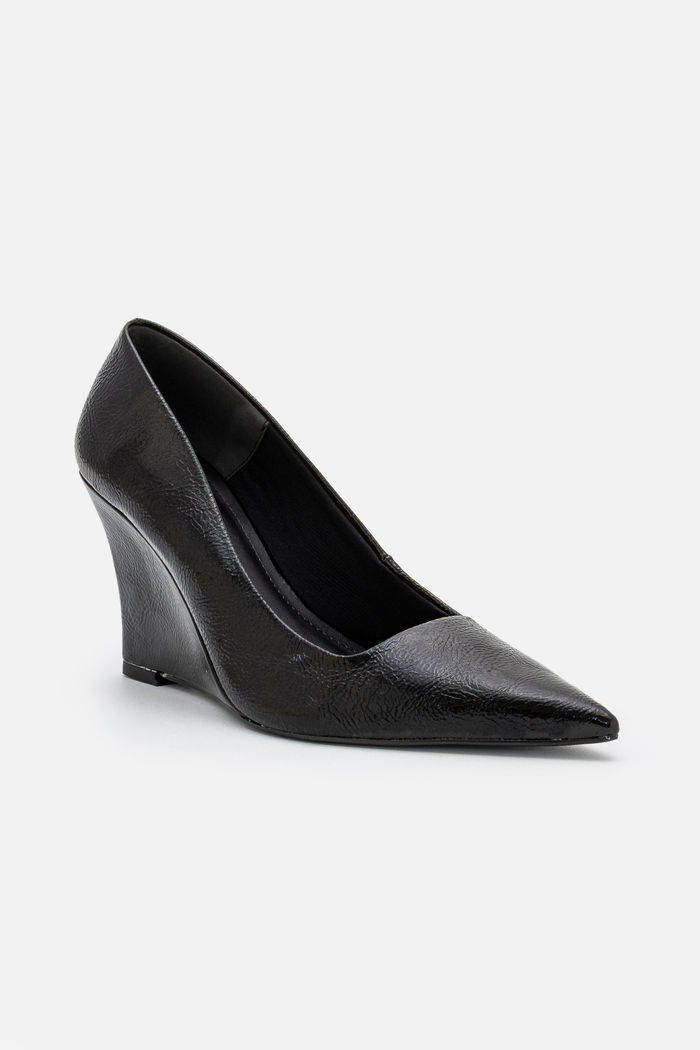 Scarpin com Salto Anabela Bico Fino Moderníssimo Preto