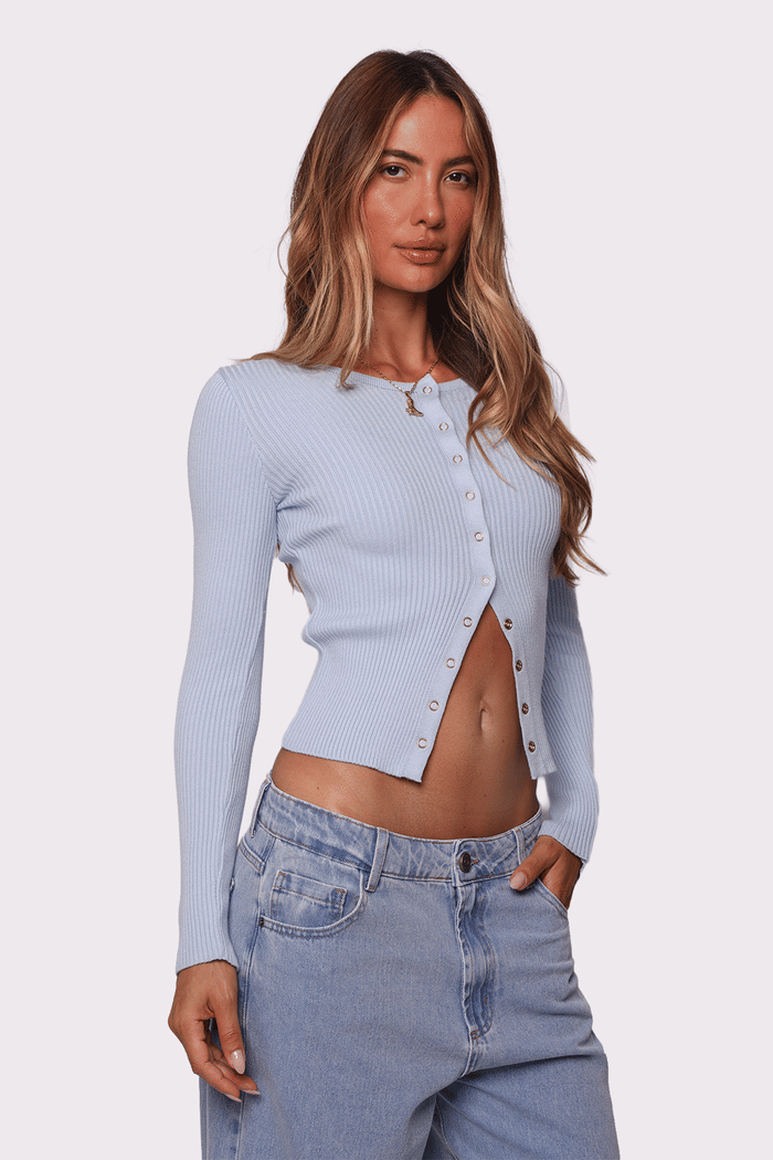 blusa de tricô amore azul claro mundo lolita