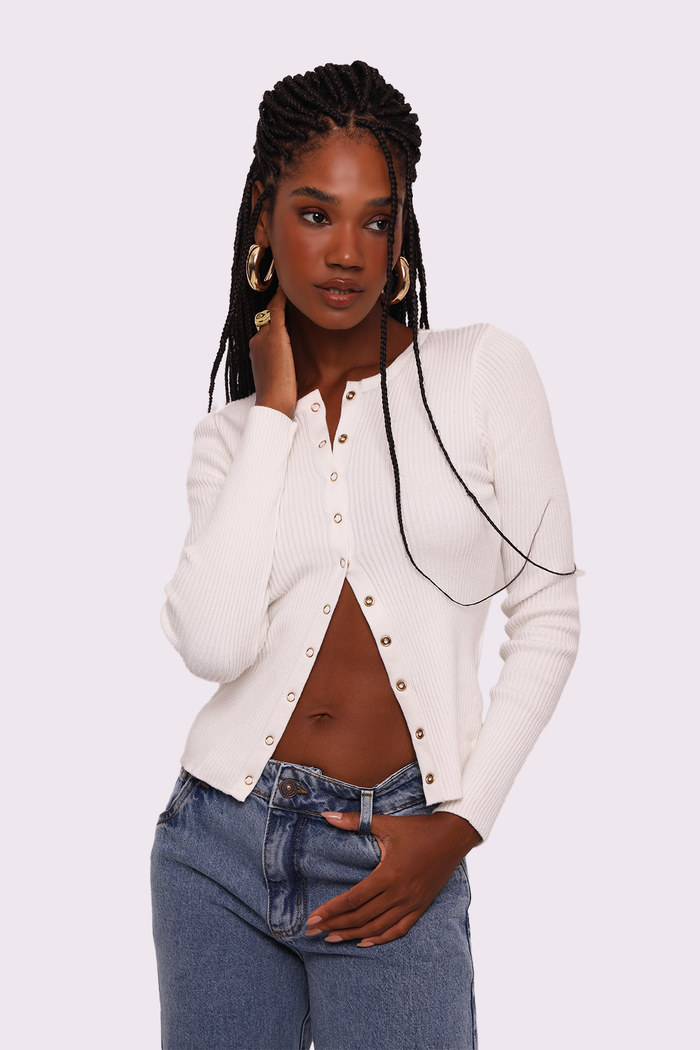 blusa de tricô amore off white mundo lolita