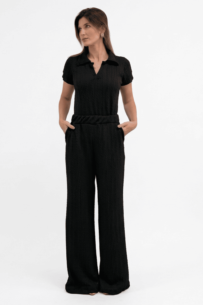 CONJUNTO POLO TRAMA PRETO