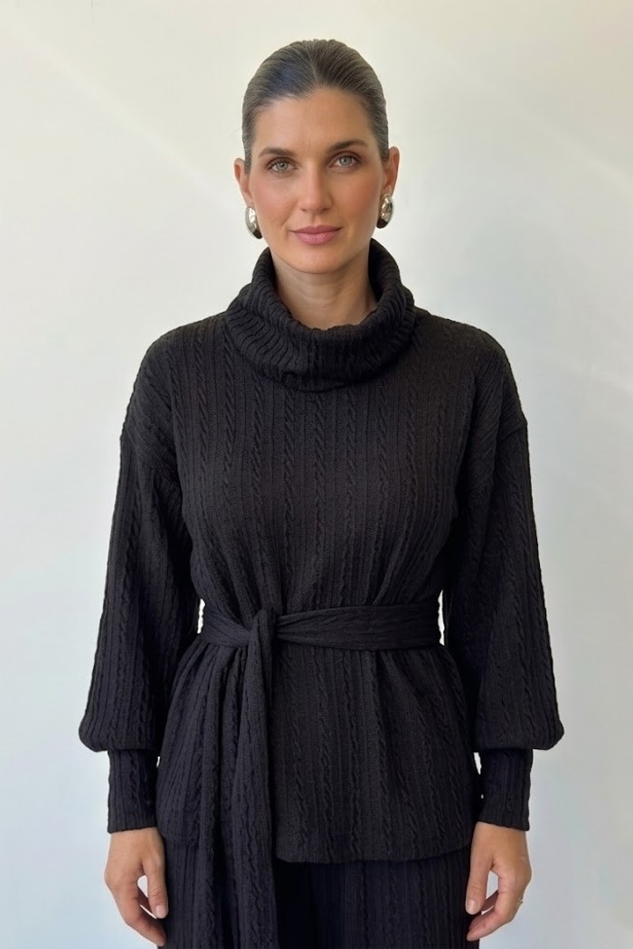 CONJUNTO  GOLA ALTA TRAMA PRETO