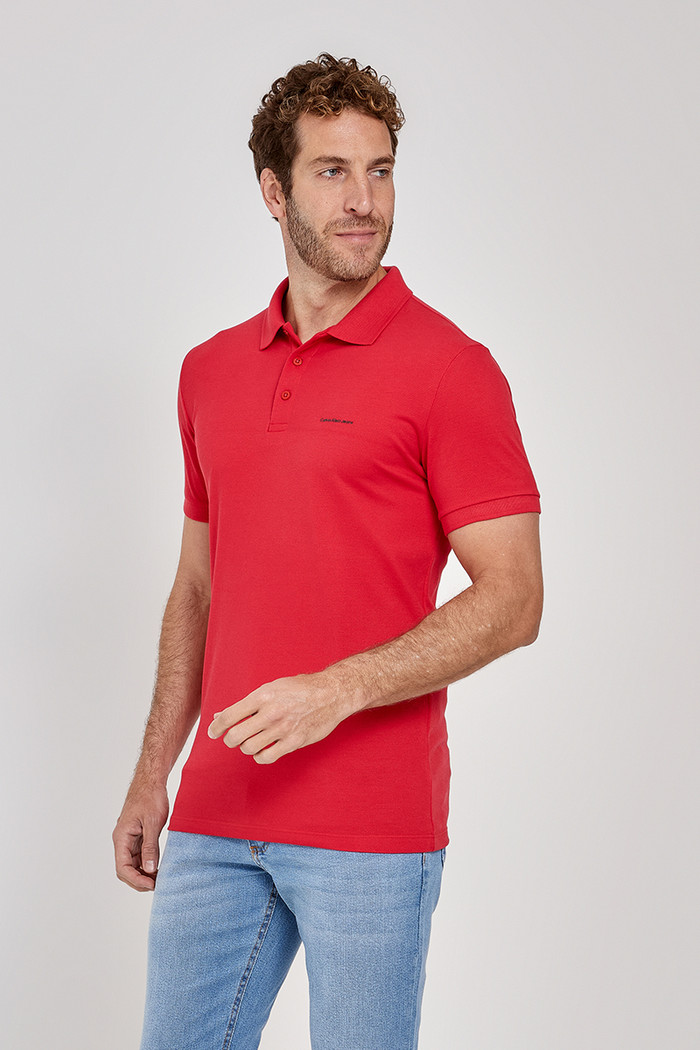 Camisa Polo Calvin Klein Jeans Masculina Slim Fit Vermelho