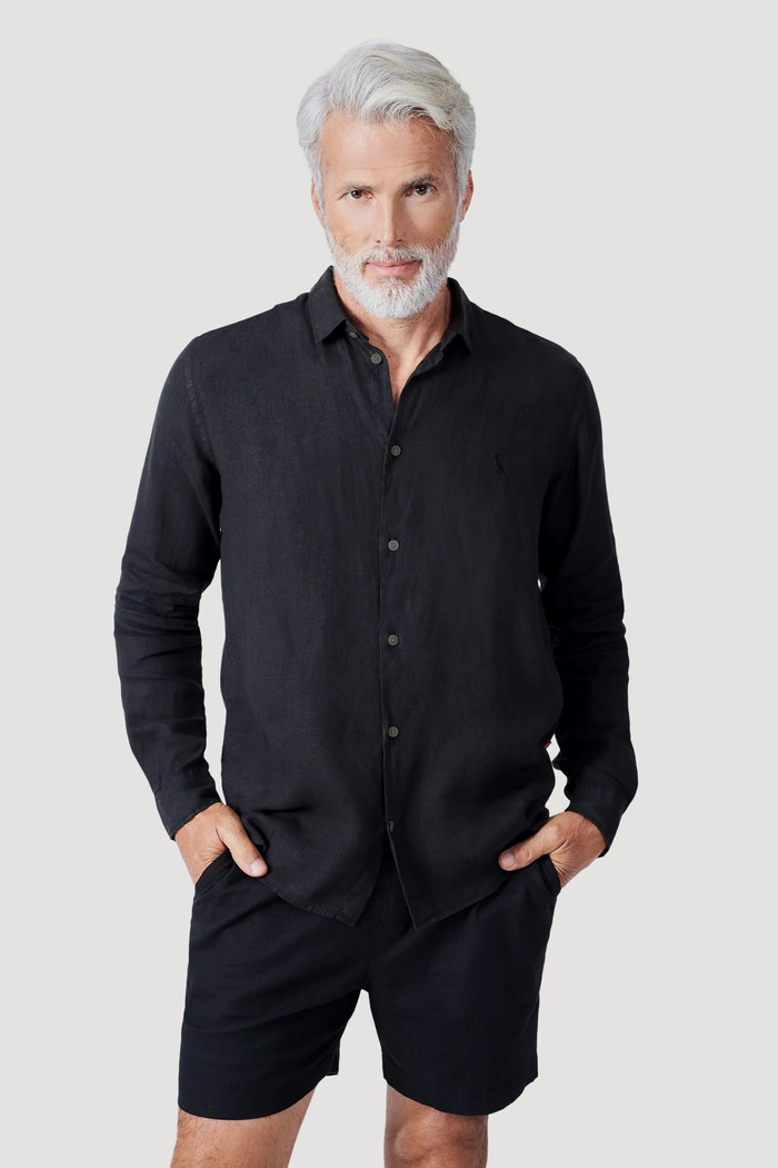 Camisa Reserva ML Linho Puro Básico Preto