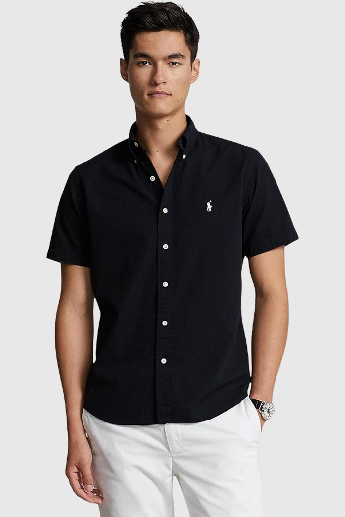 Camisa Ralph Lauren Manga Curta White Icon Popeline Preta