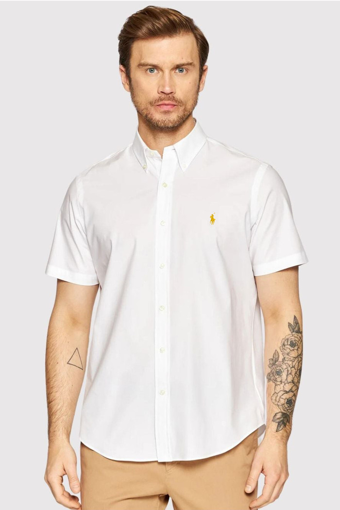 Camisa Ralph Lauren Manga Curta Gold Icon Popeline Branca