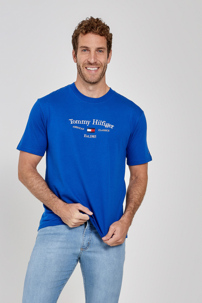 Camiseta Tommy Hilfiger Central Flag Azul Frente