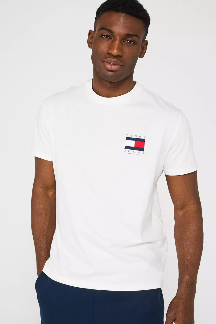 amiseta Tommy Jeans Regular Reg Flag Graph Bckprnt Off White