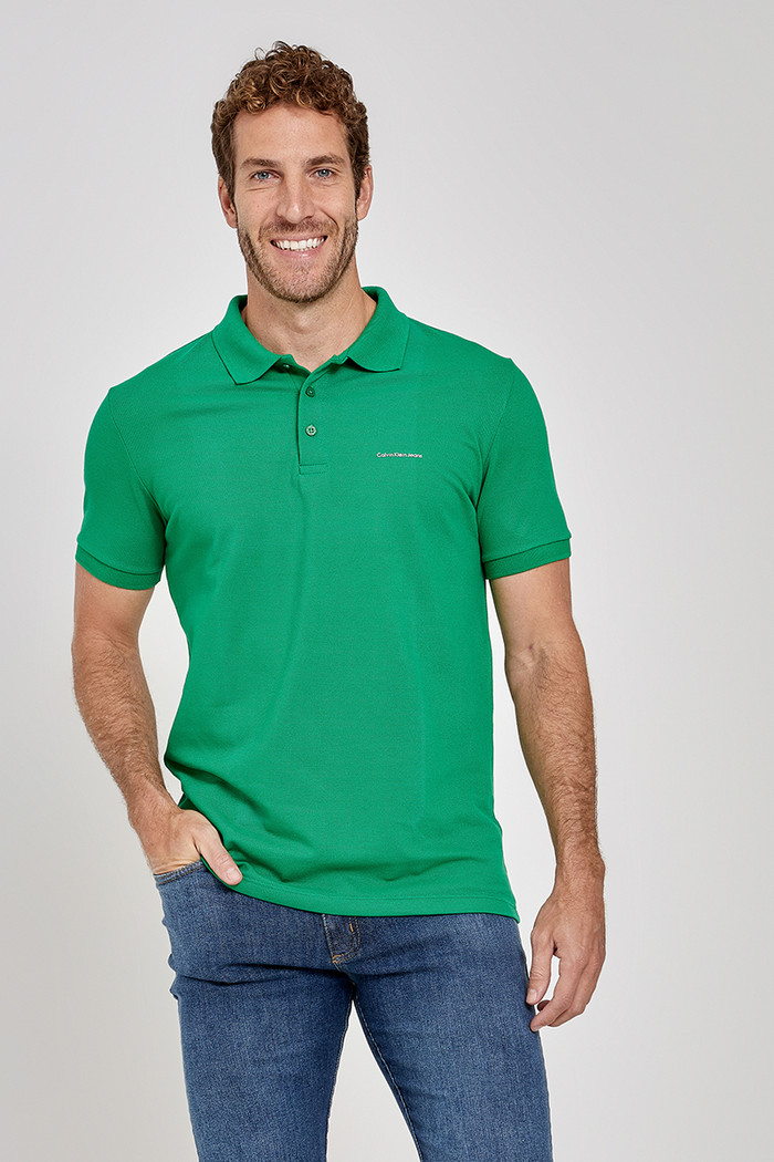 Camisa Polo Calvin Klein Jeans Masculina Slim Fit Verde