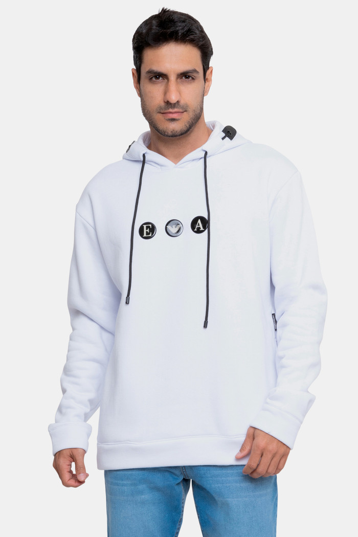 Blusa Moletom Emporio Armani Masculina Bubble Aplique BrancaBlusa Moletom Emporio Armani Masculina Bubble Aplique Branca