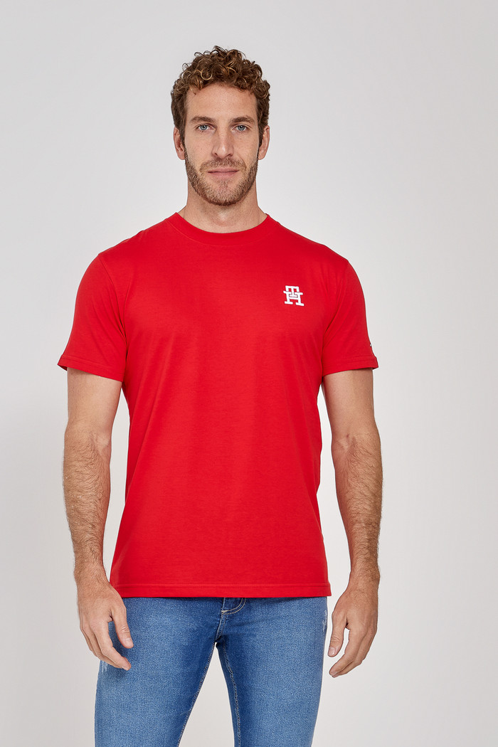 Camiseta Tommy Embroidery TH Logo Vermelha Frente