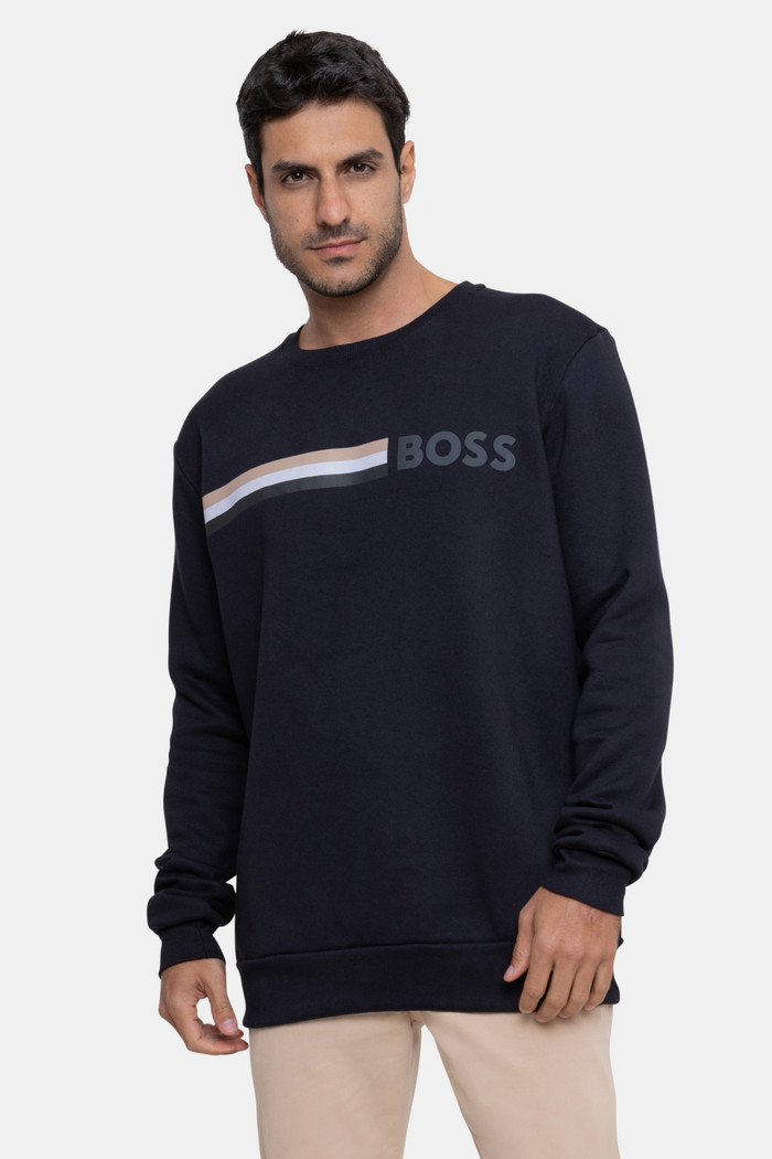 Blusa Moletom Hugo Boss Logo Rubber Preto