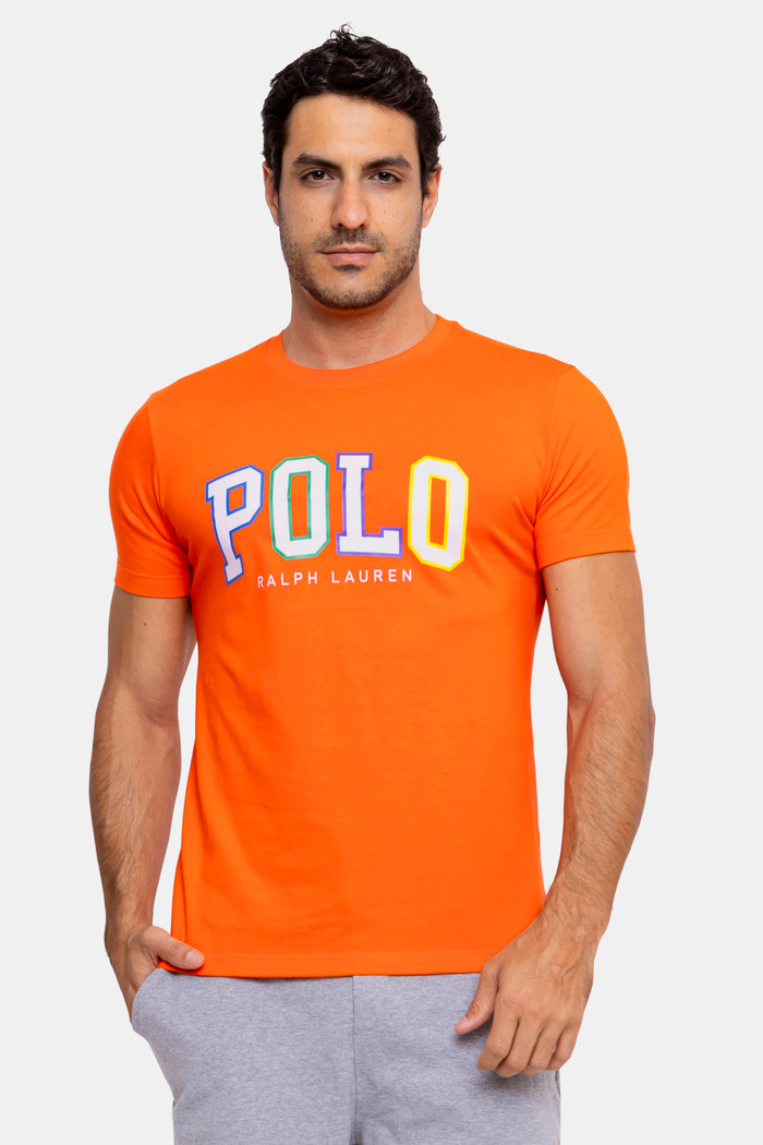 Camiseta Ralph Lauren Slim Fit Estampa Polo Laranja
