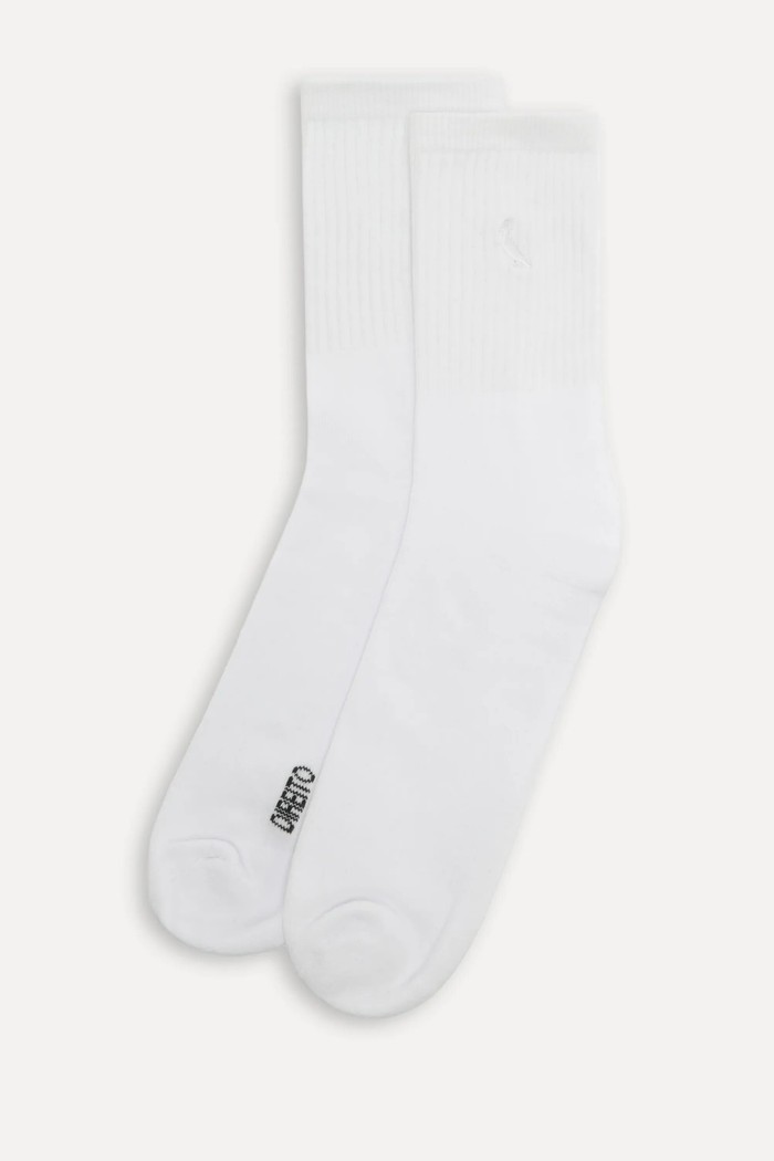 Meia Reserva Everyday Pica-Pau Bordado Cano Alto Branca