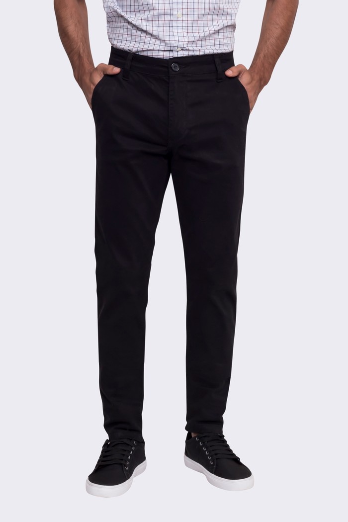 Calça Hugo Boss de Sarja Chino Stretch Slim Fit Preta