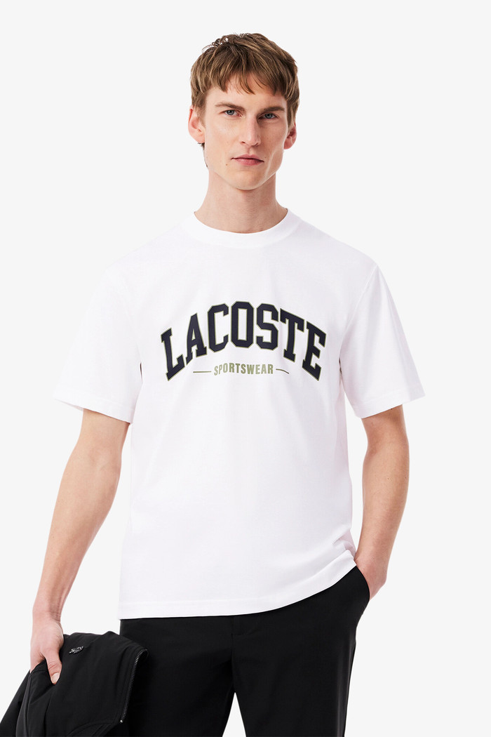 Camiseta Lacoste Classic Fit Sportswear Estampada Branca