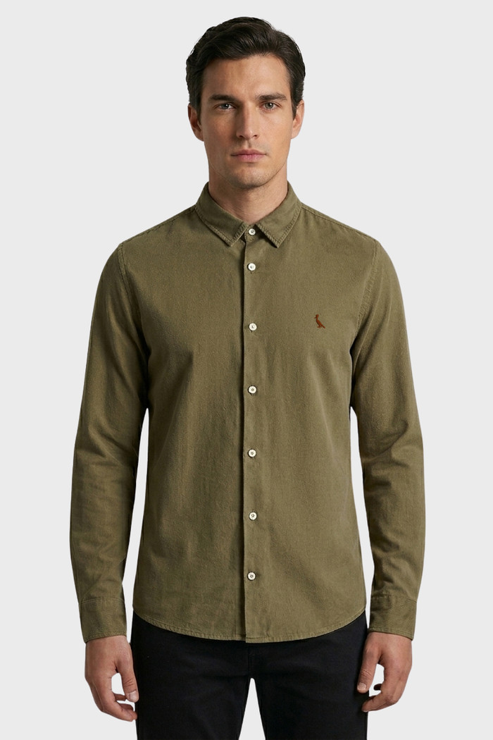 Camisa Reserva Manga Longa Nova Paraty Contraste Verde Musgo