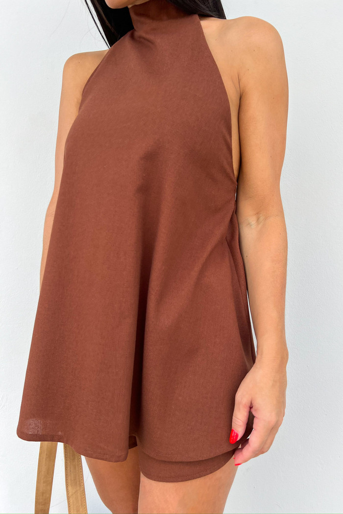 Conjunto Frente Única Marrom Beatriz - Mini Moni