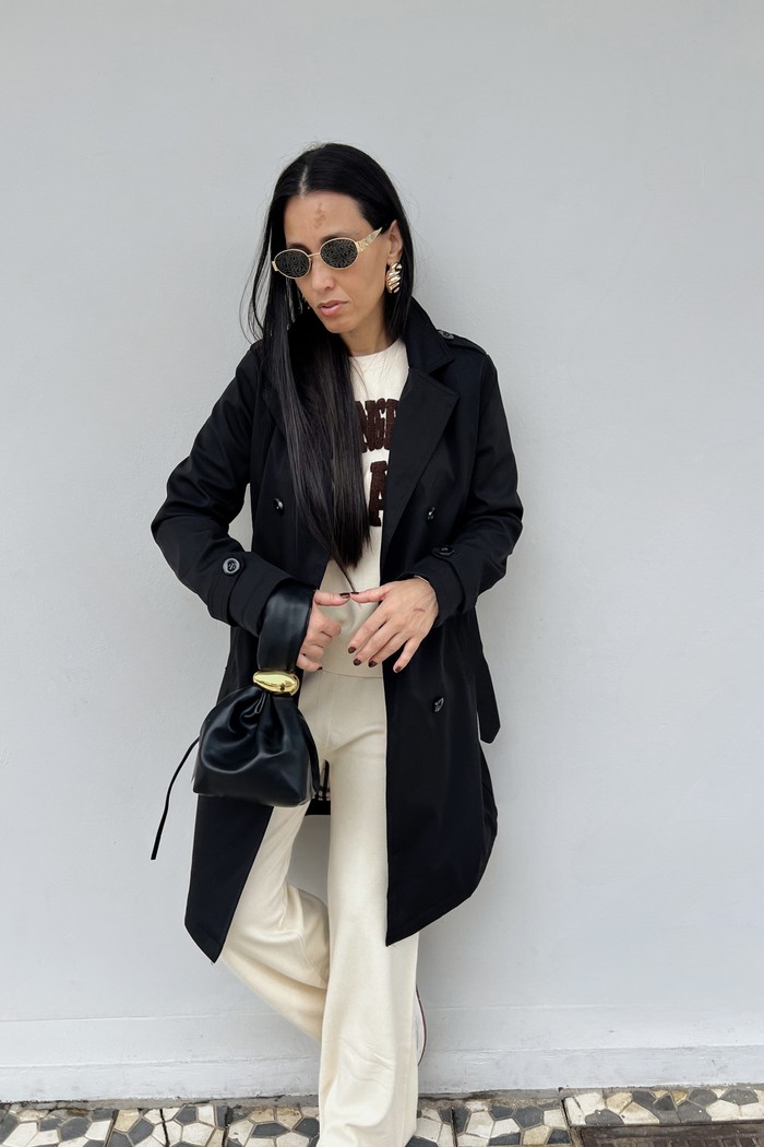 Trench  Coat  Preto Nadia - MiniMoni