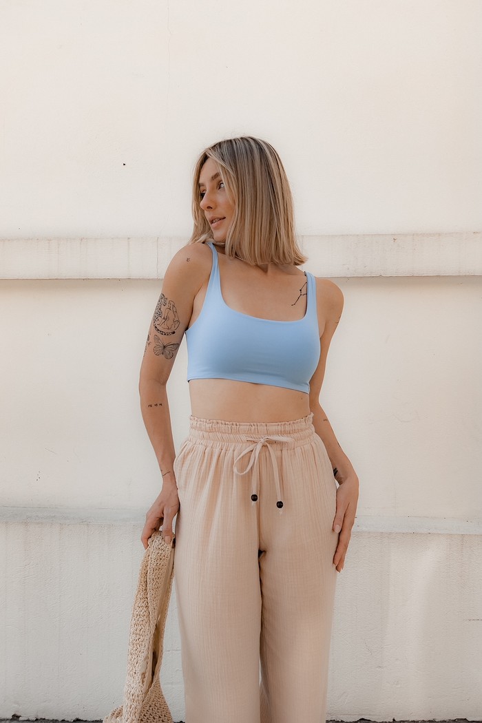 Top Com Alça Fina Feminino Azul Abigail - Mini Moni