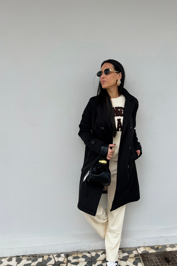 Trench  Coat  Preto Nadia - MiniMoni